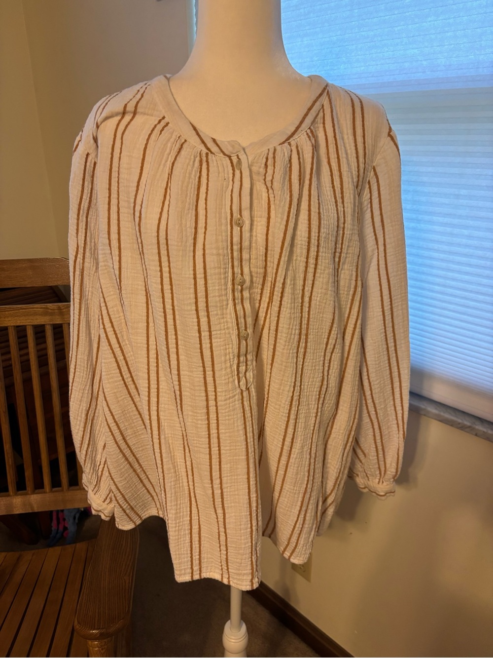 Universal Thread Cream Blouse with Brown Stripes